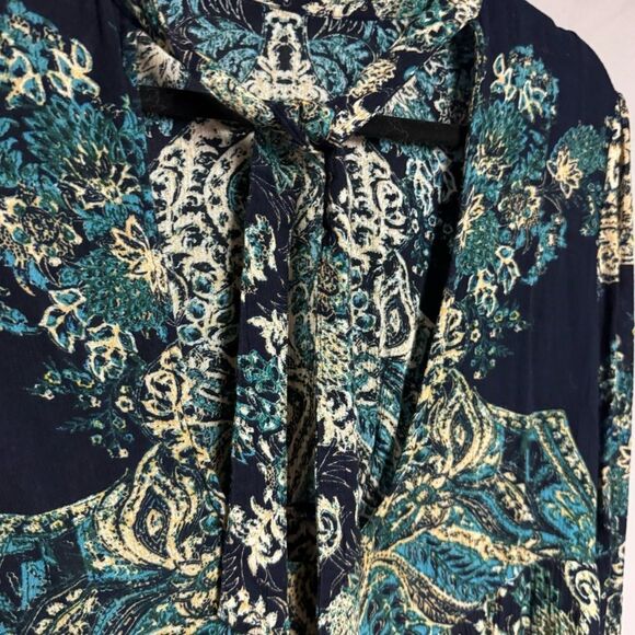 Free People Lady Luck tunic top dress size Medium M women’s blue paisleys - Picture 6 of 8